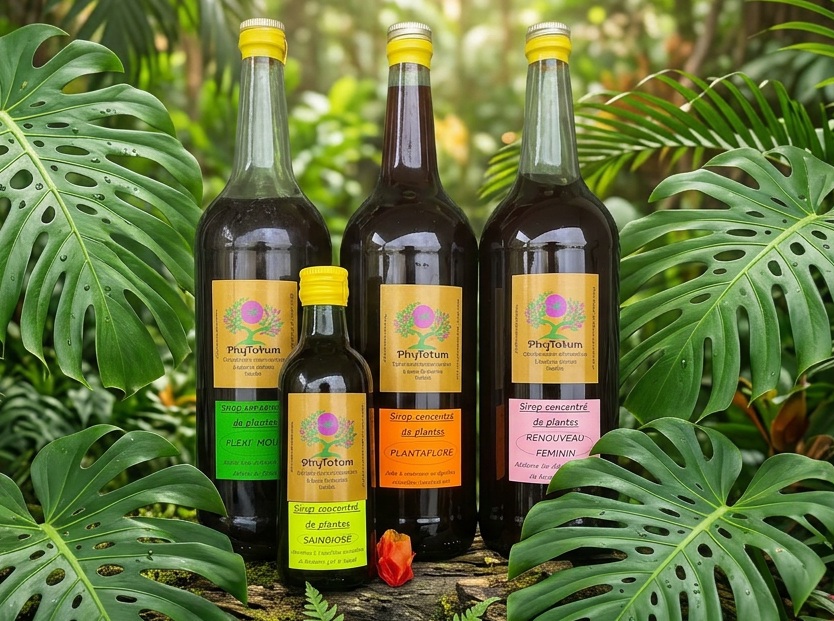 Flacons de sirop et oxymel de plantes